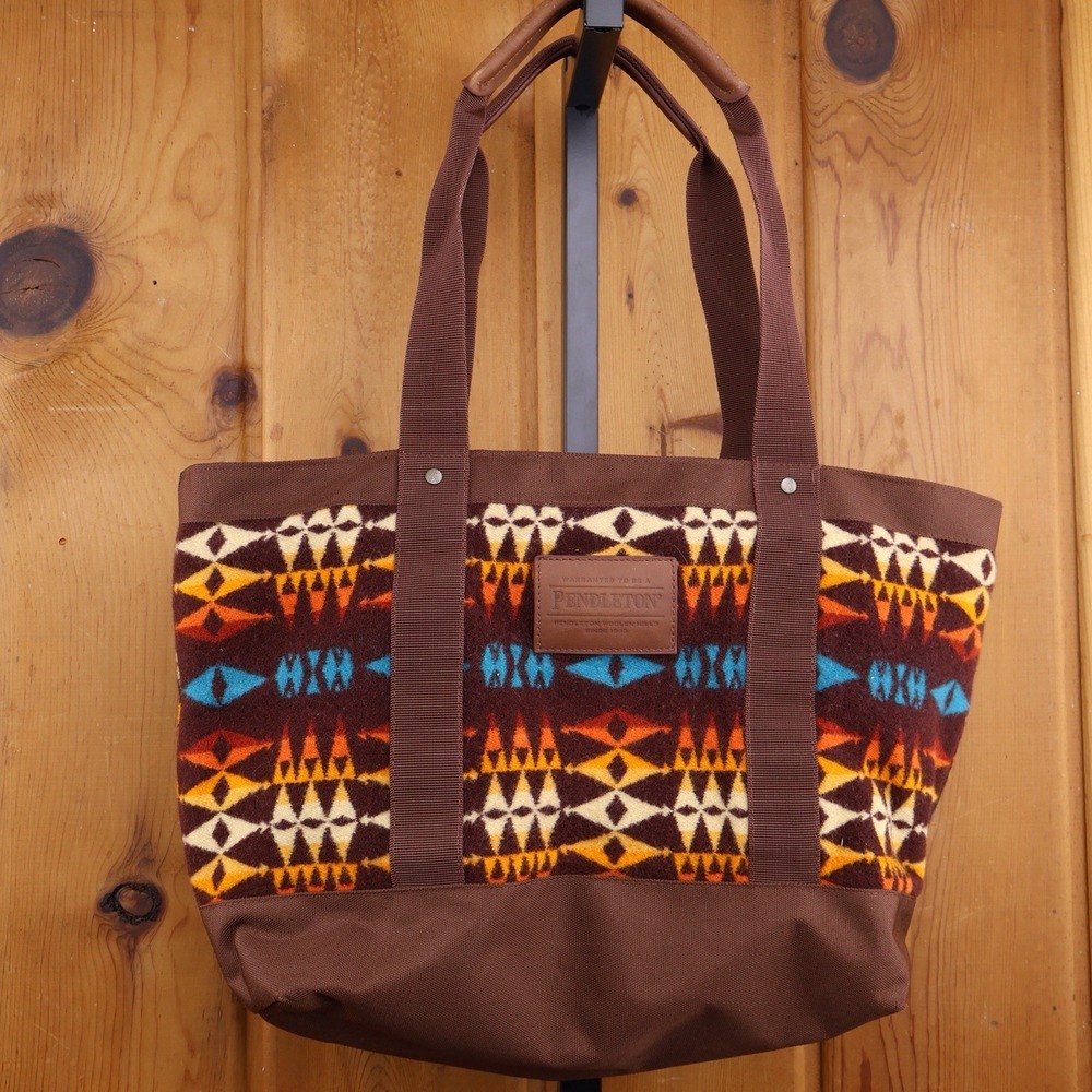 Pendleton Wool Tote Bag Southwest Geometric Aztec Style Print Zip Top Shoulder